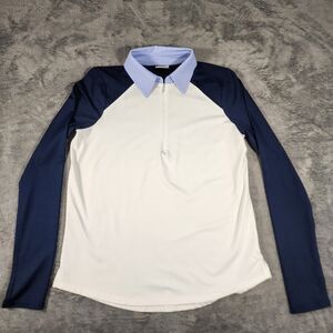 Belyn Key Women Small Colorblock Performance Long Sleeve Golf Shirt Zip Collar